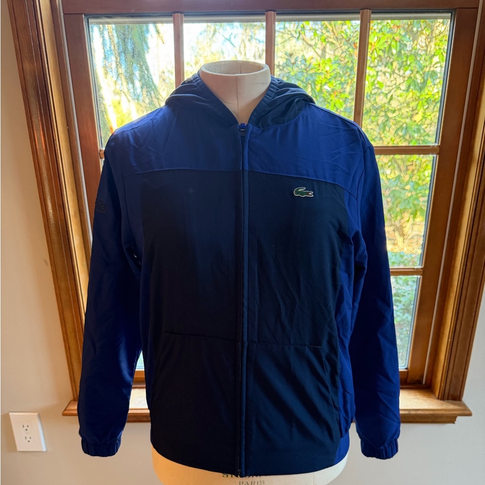 Lacoste Kids Two-Tone Blue Hooded Coat